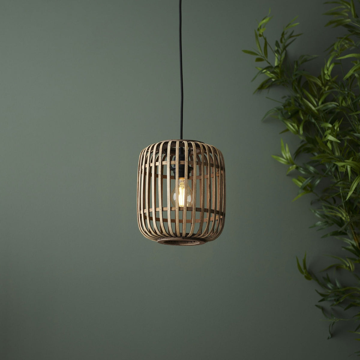 Mathias Single Pendant with Light Bamboo Cage