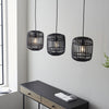 Mathias Triple Drop Linear Pendant with Dark Bamboo Cages