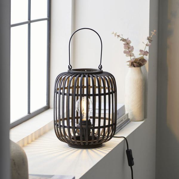 Mathias Table Lamp with Dark Bamboo Cage