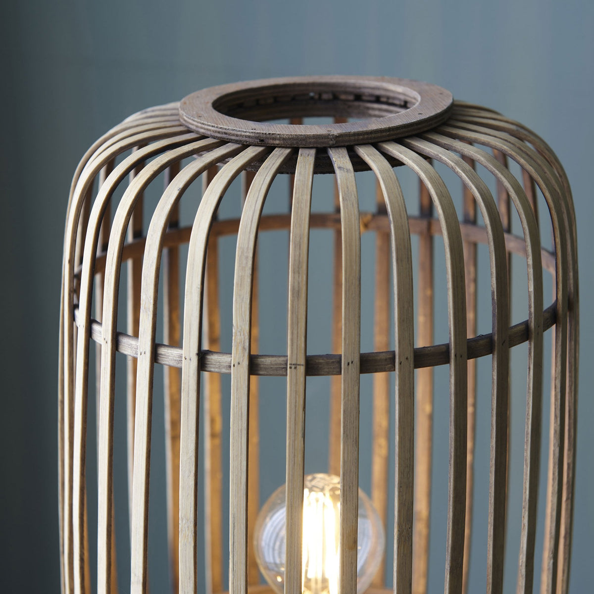 Mathias Floor Lamp with Light Bamboo Cage