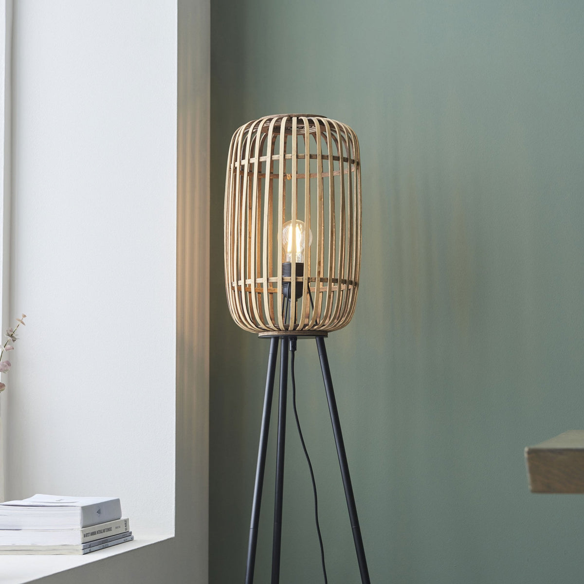 Mathias Floor Lamp with Light Bamboo Cage