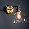 Hansen Wall Light in Antique Brass and Clear Glass Shade