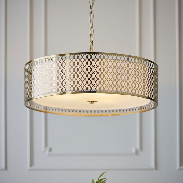 Cordero 3lt Pendant in Gold with White Inner Shade