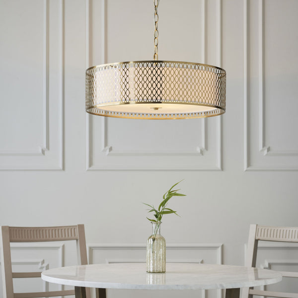 Cordero 3lt Pendant in Gold with White Inner Shade