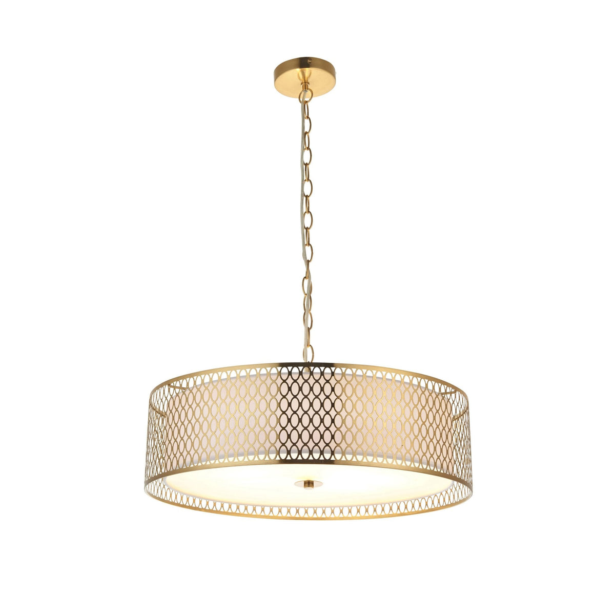 Cordero 3lt Pendant in Gold with White Inner Shade