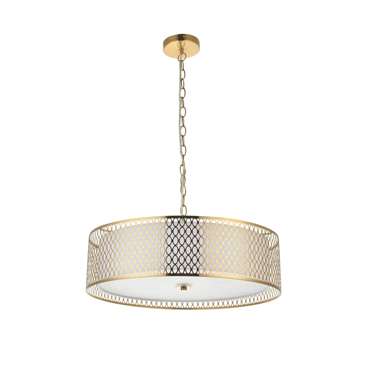 Cordero 3lt Pendant in Gold with White Inner Shade