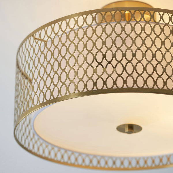 Cordero 3lt Flush in Gold with White Inner Shade