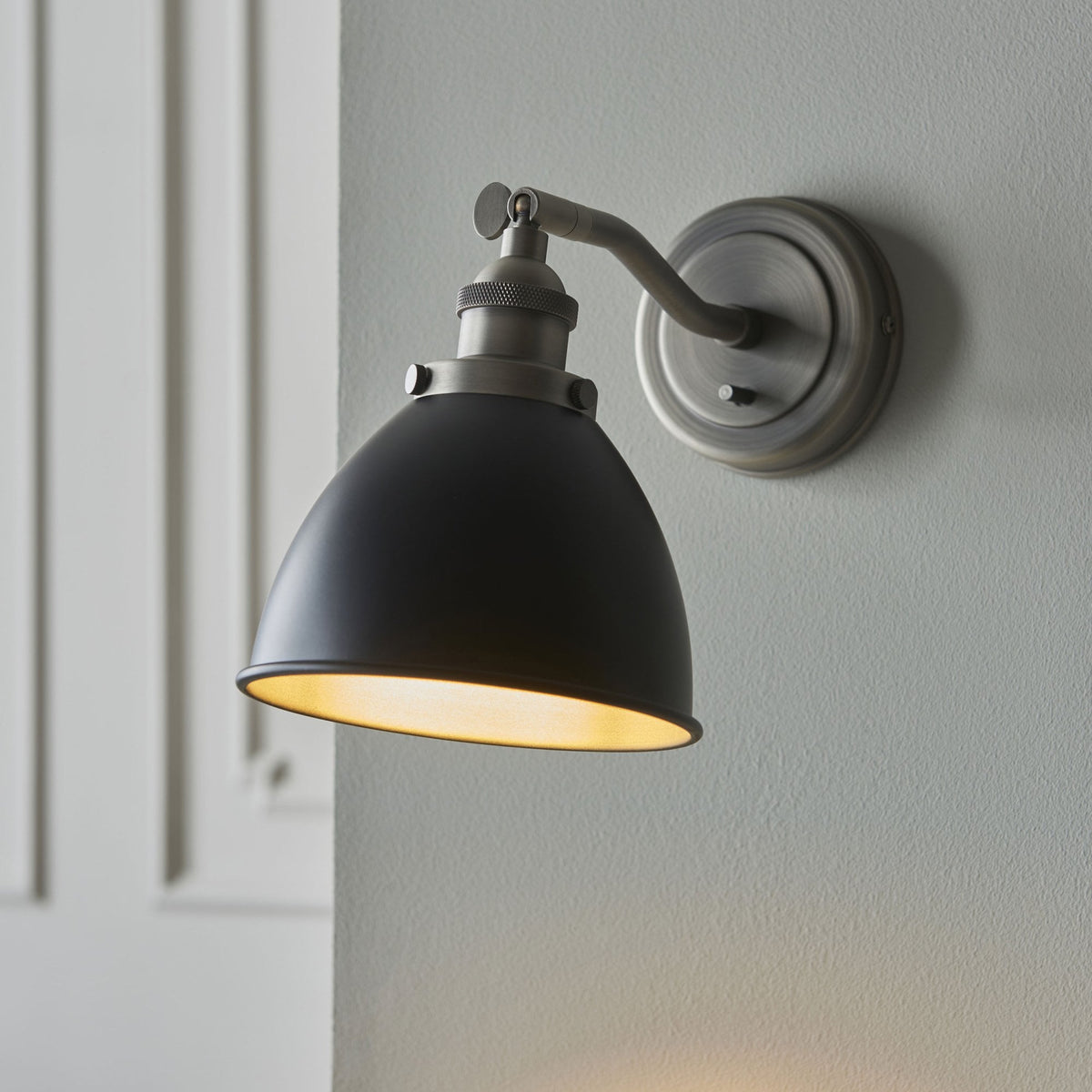 Franklin Wall Light in Aged Pewter & Matt Black