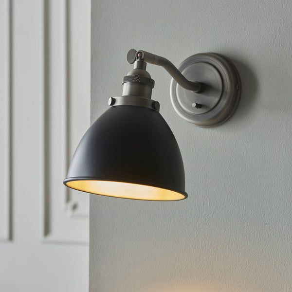 Franklin Wall Light in Aged Pewter & Matt Black
