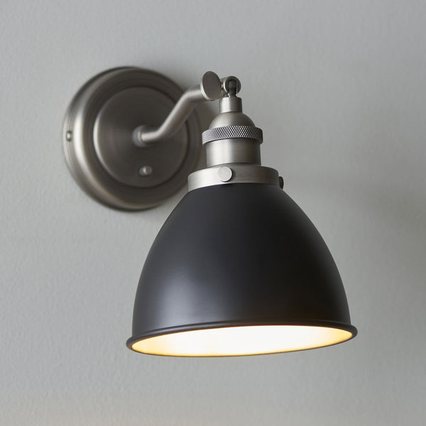 Franklin Wall Light in Aged Pewter & Matt Black