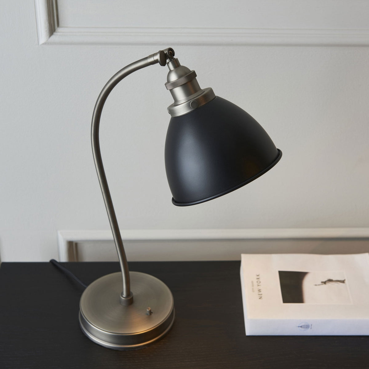Franklin Task Table Lamp in Aged Pewter & Matt Black