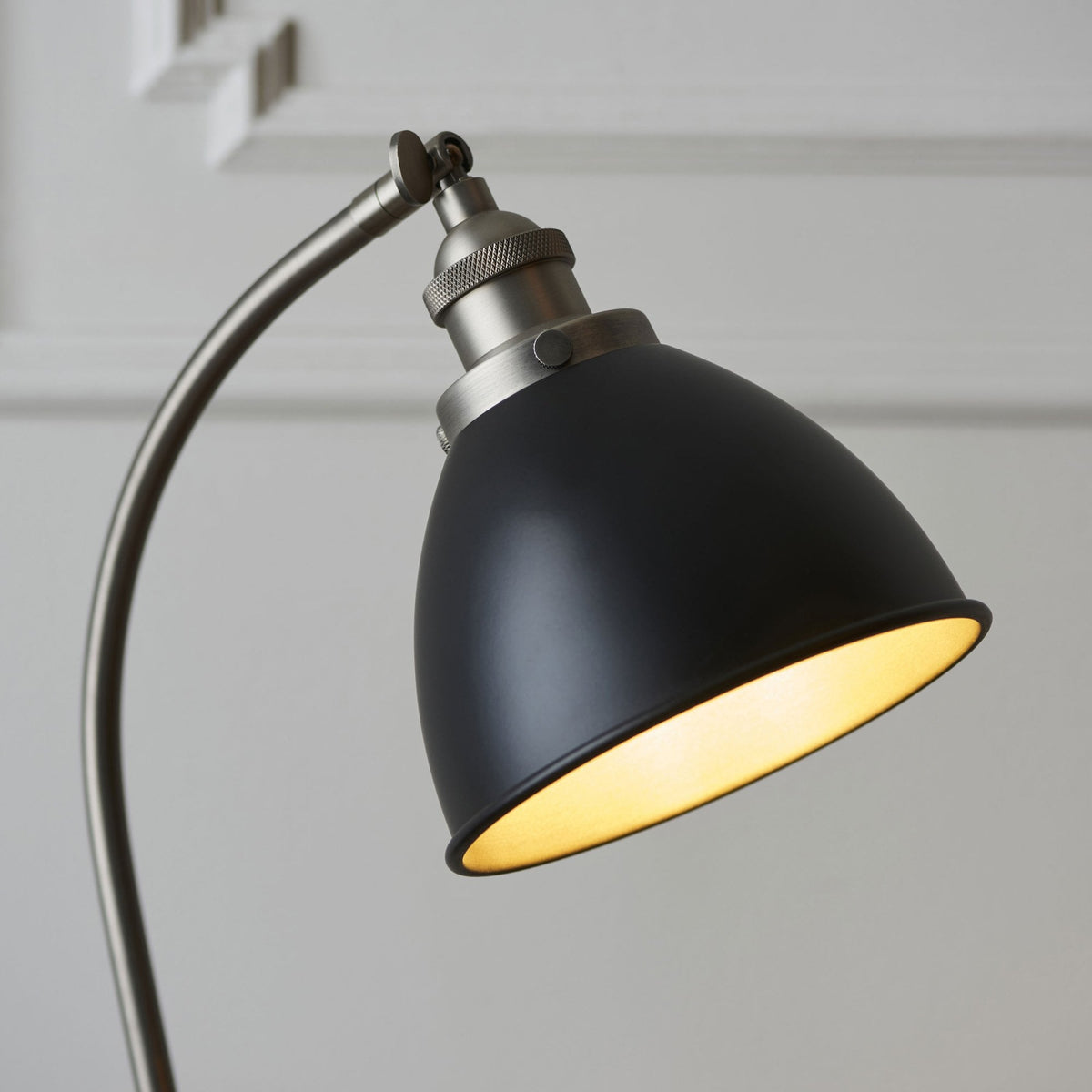 Franklin Task Table Lamp in Aged Pewter & Matt Black