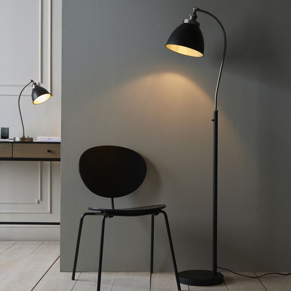 Franklin Task Floor Lamp in Aged Pewter & Matt Black