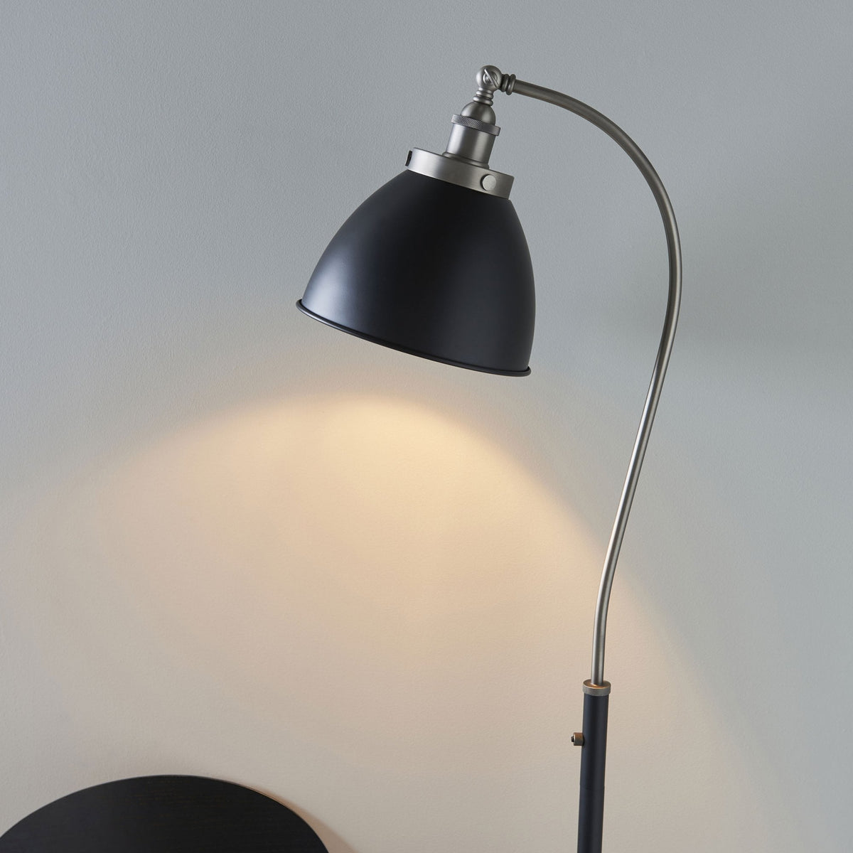 Franklin Task Floor Lamp in Aged Pewter & Matt Black