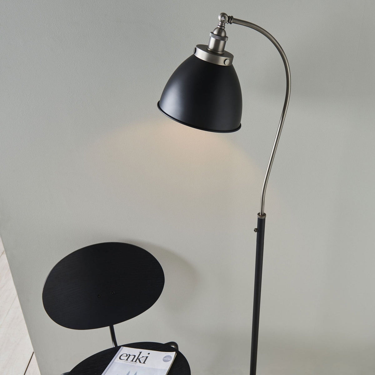 Franklin Task Floor Lamp in Aged Pewter & Matt Black