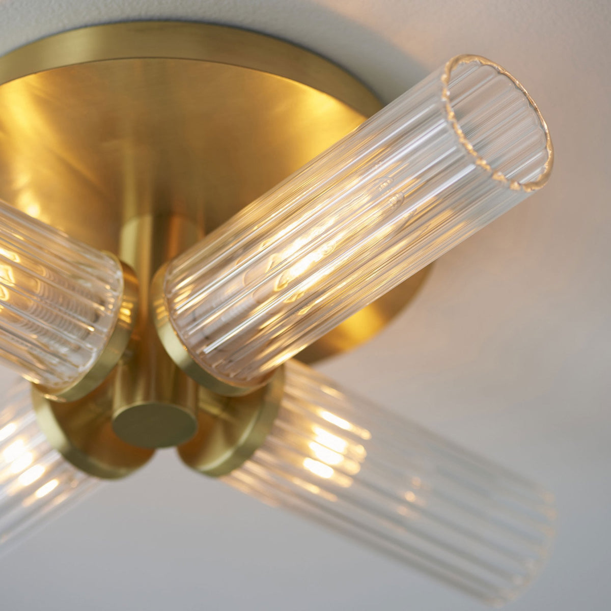 Talo 4lt Semi Flush IP44 Ceiling Light in Satin Brass