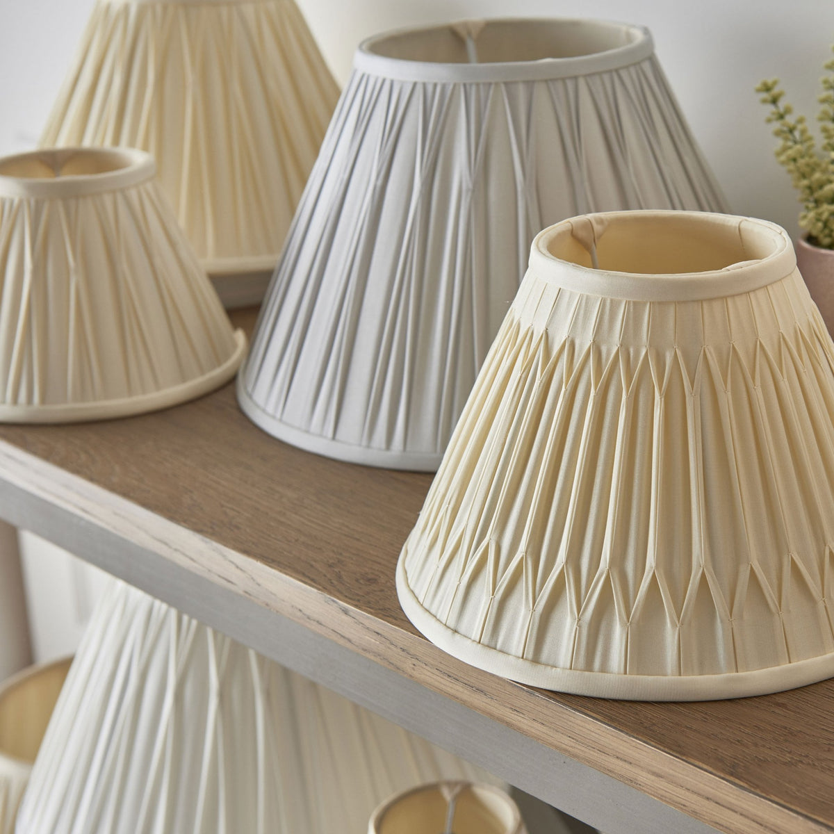 Chatsworth 12 Inch Single Pinch Tapered Silk Shade in Ivory