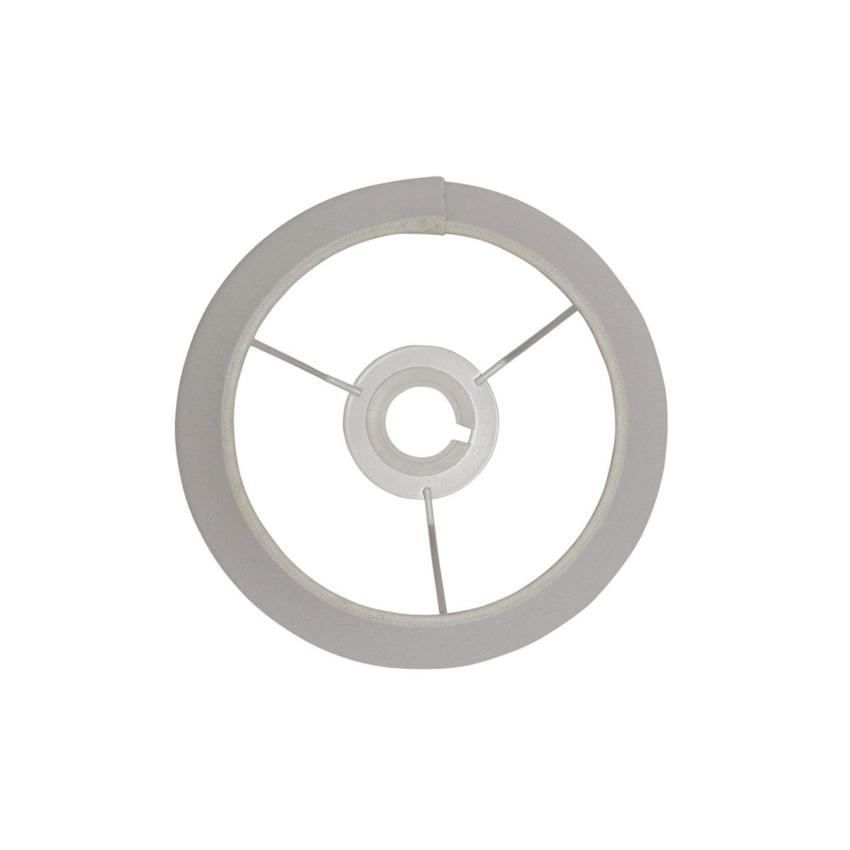 Top-down view of a lampshade frame with a central fitting.