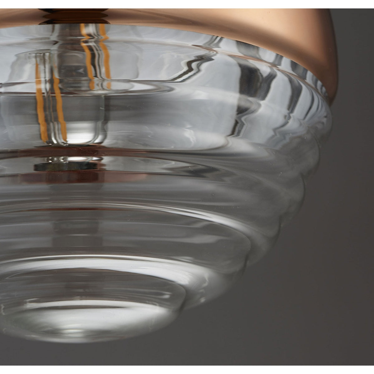 Paloma Copper Plated and Clear Ribbed Glass Pendant Light