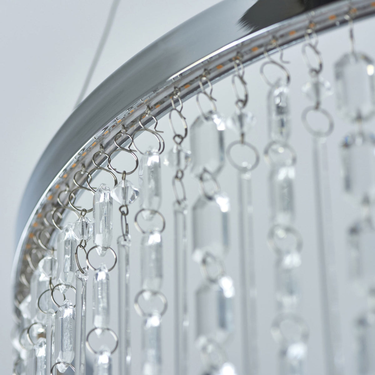 Liliana LED Pendant in Polished Chrome with Clear Glass Crystals