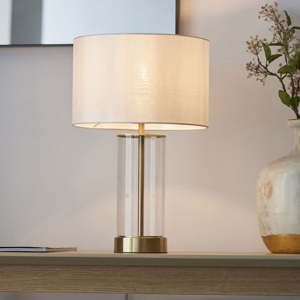 Lessina Small Touch Table Lamp with Clear Glass and Brushed Gold Base