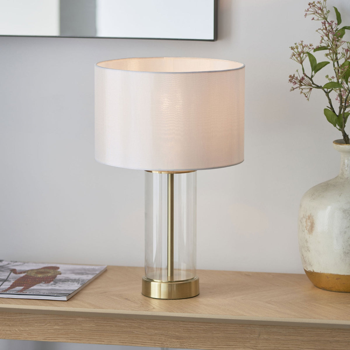 Lessina Small Touch Table Lamp with Clear Glass and Brushed Gold Base