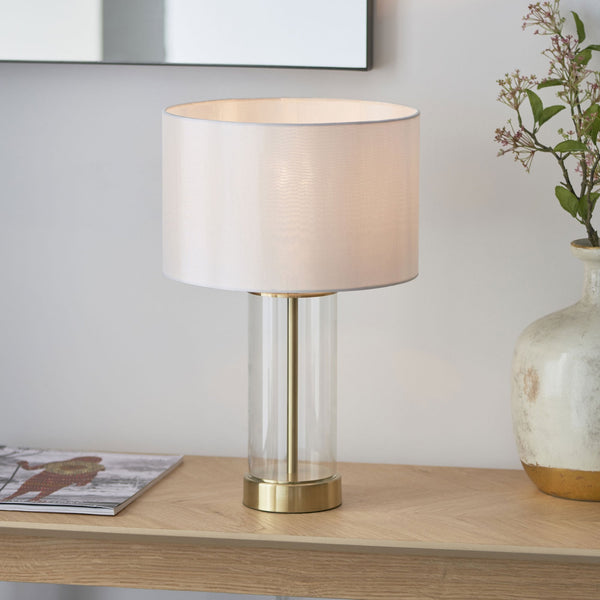 Lessina Small Touch Table Lamp with Clear Glass and Brushed Gold Base