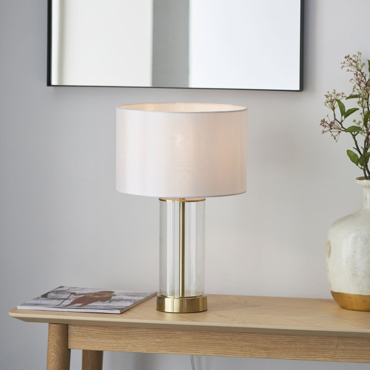 Lessina Small Touch Table Lamp with Clear Glass and Brushed Gold Base