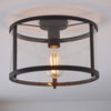 Hopton Flush Ceiling Light in Matt Black & Clear Glass