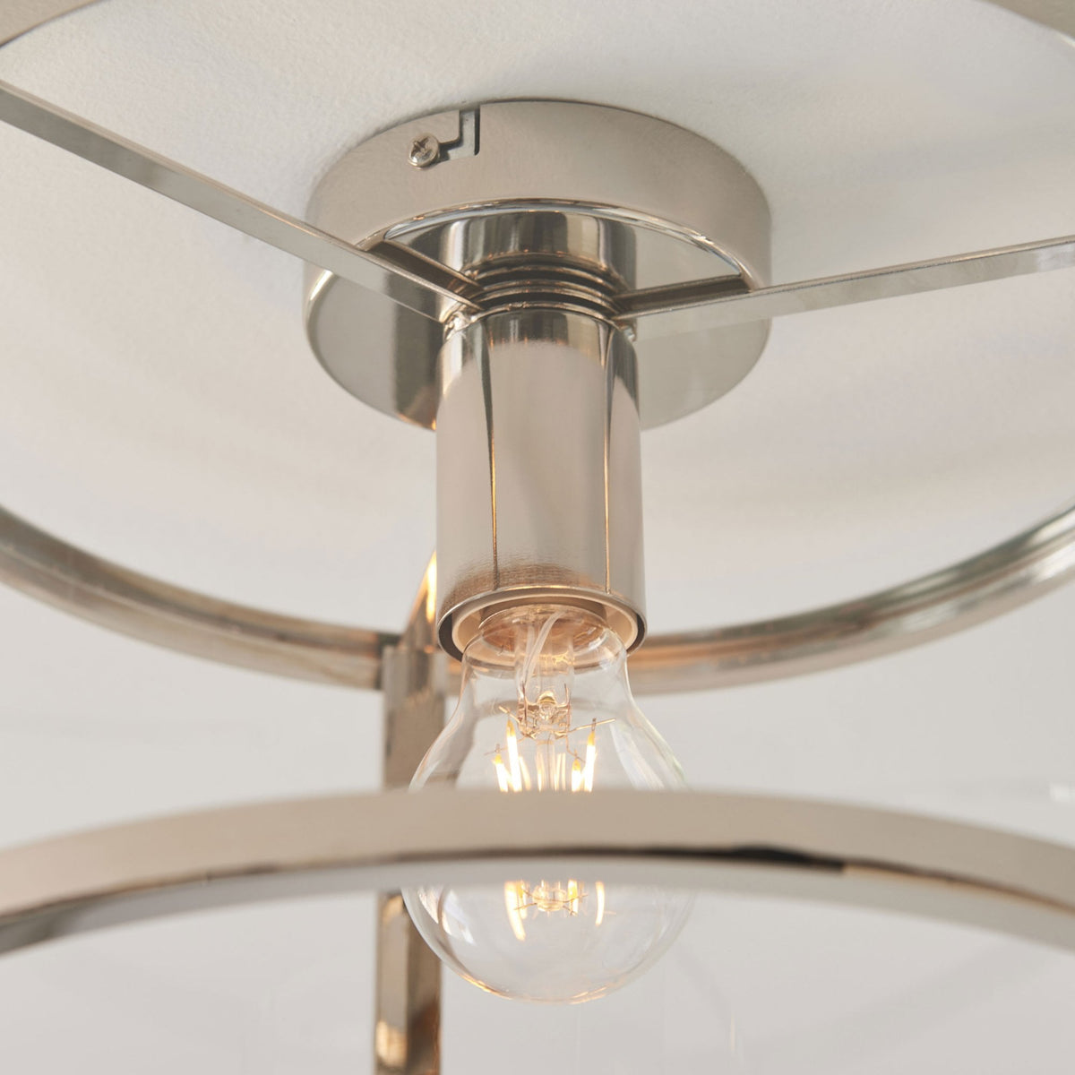 Hopton Flush Ceiling Light in Bright Nickel & Clear Glass