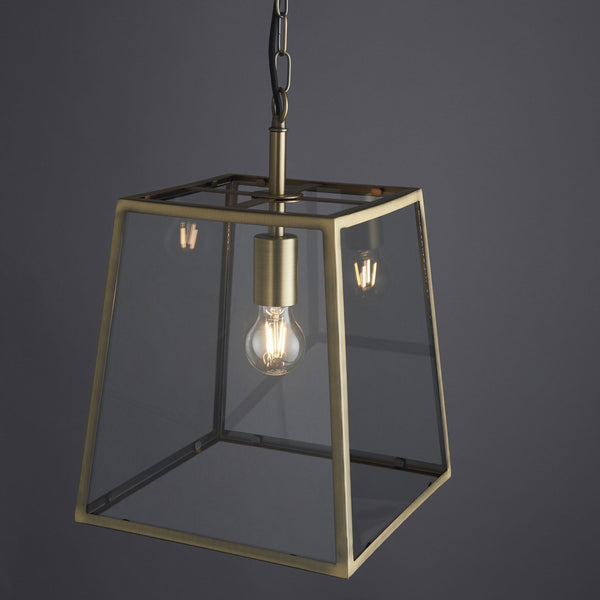 Hurst Single Pendant in Antique Brass and Clear Glass