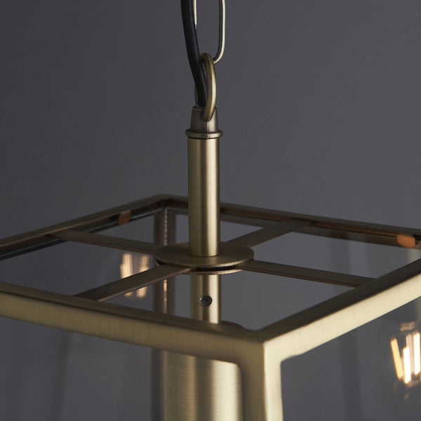 Hurst Single Pendant in Antique Brass and Clear Glass