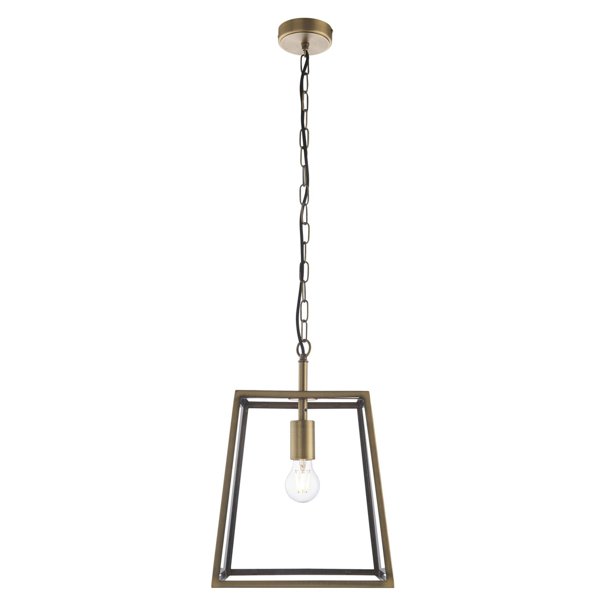 Hurst Single Pendant in Antique Brass and Clear Glass