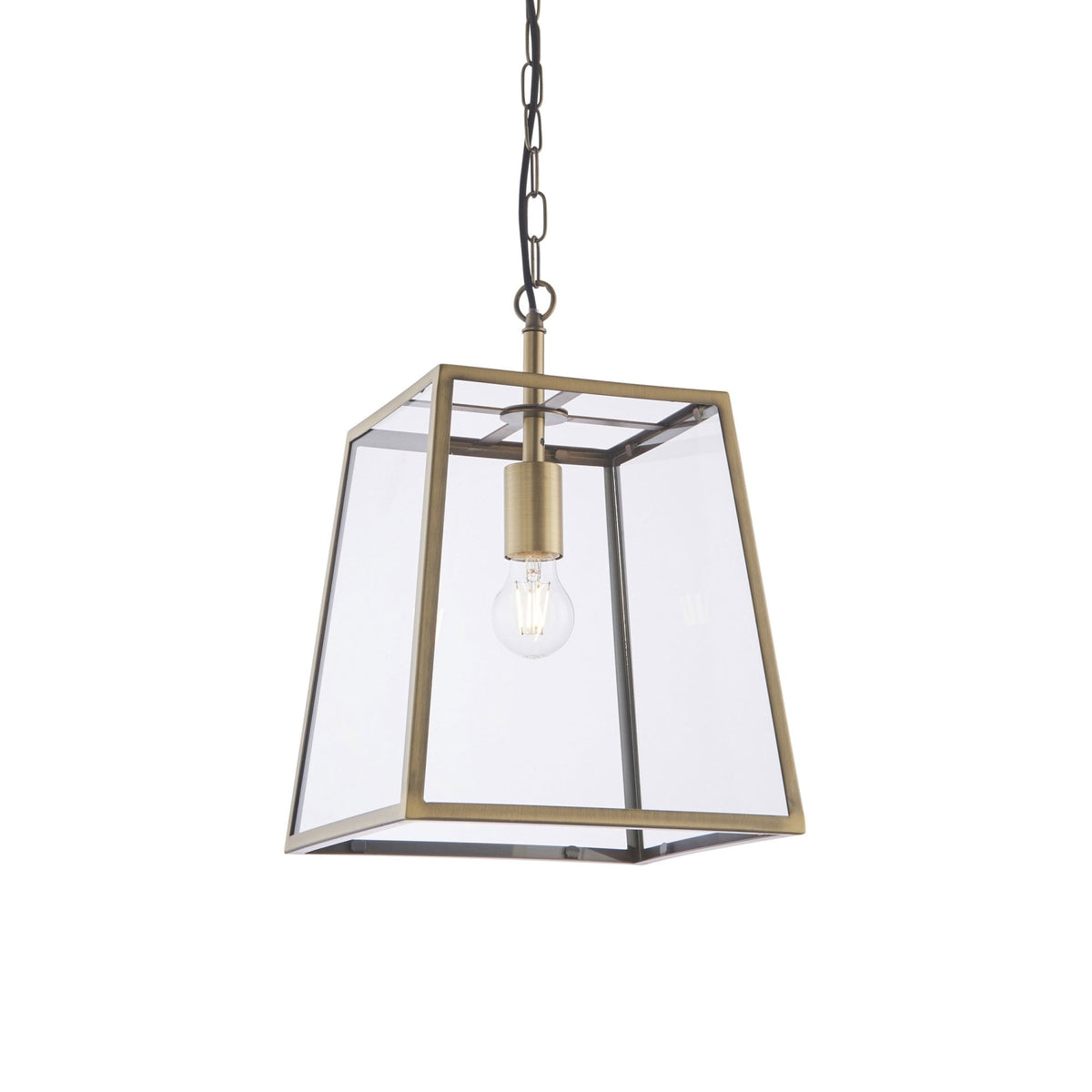 Hurst Single Pendant in Antique Brass and Clear Glass