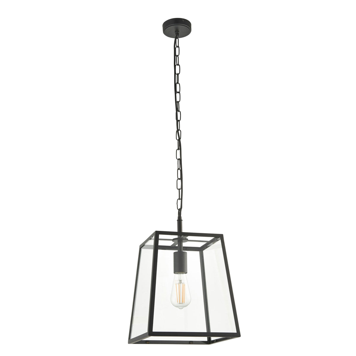 Hurst Single Pendant in Matt Black and Clear Glass