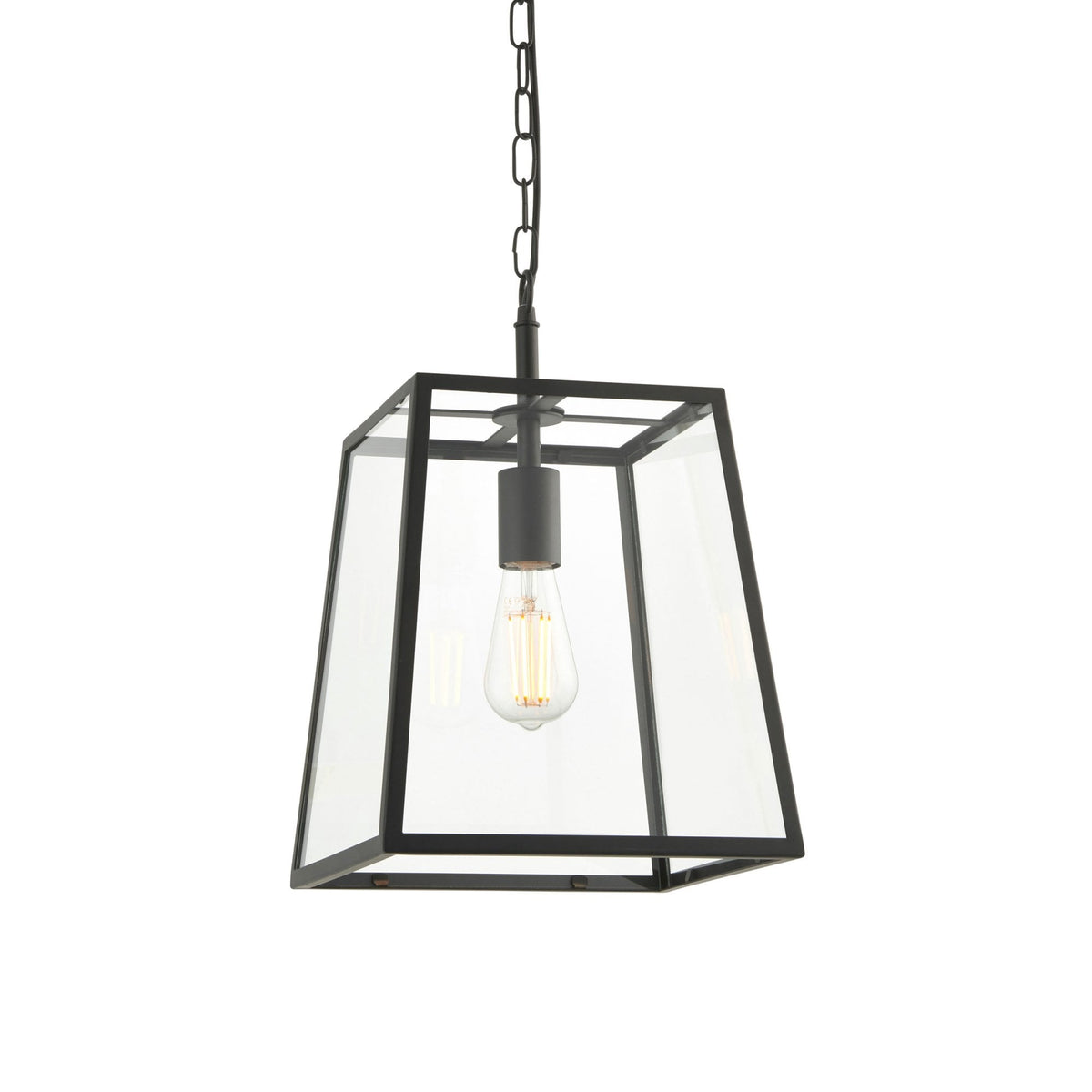 Hurst Single Pendant in Matt Black and Clear Glass