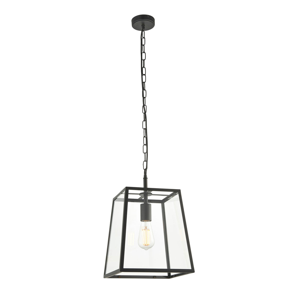 Hurst Single Pendant in Matt Black and Clear Glass