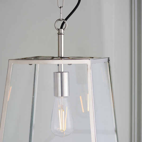Hurst Single Pendant in Bright Nickel and Clear Glass