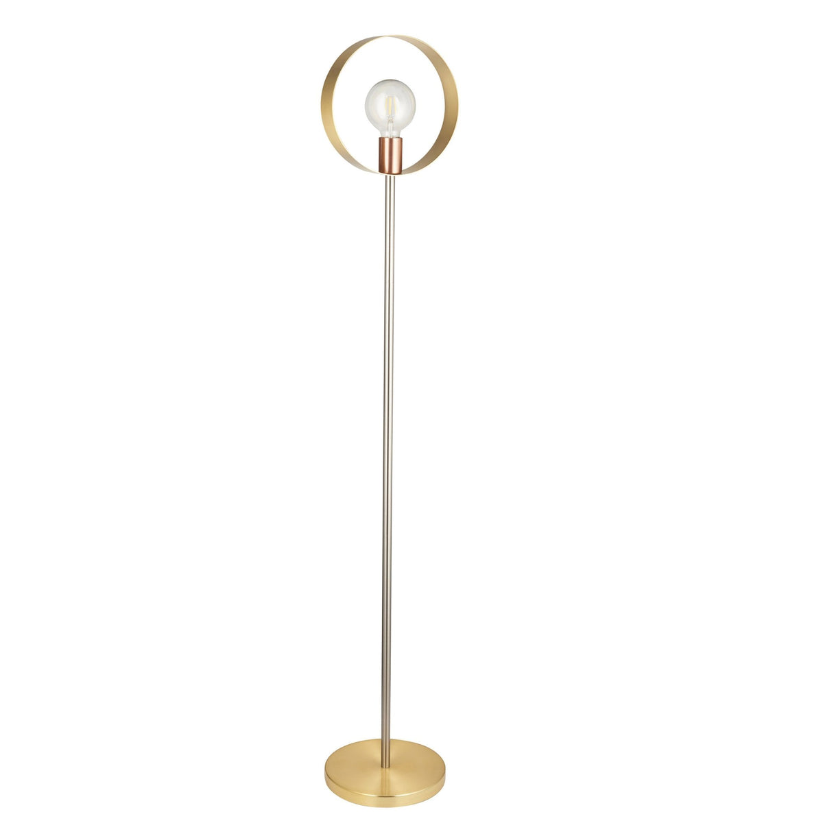 Hoop Floor Lamp in Brushed Nickel Brushed Copper & Brushed Brass