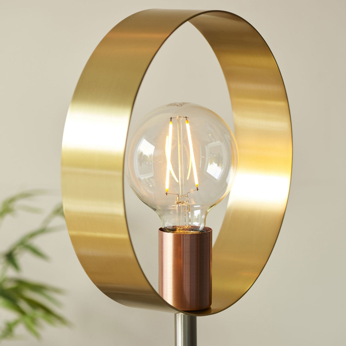 Hoop Floor Lamp in Brushed Nickel Brushed Copper & Brushed Brass