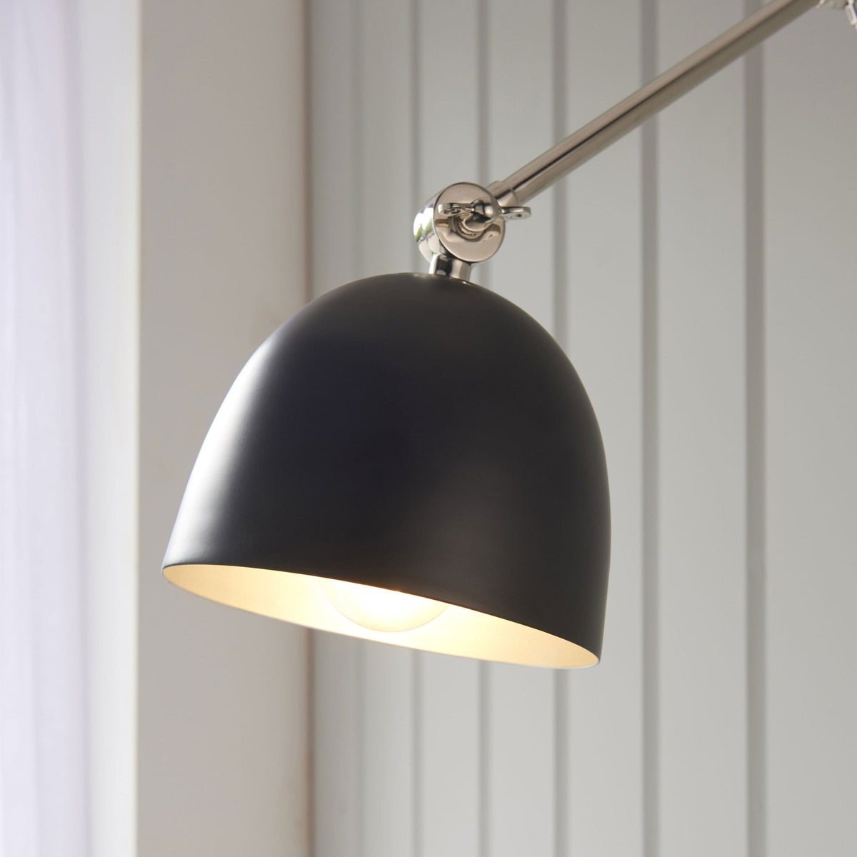 Lehal Swing Arm Wall Light in Polished Nickel & Matt Black