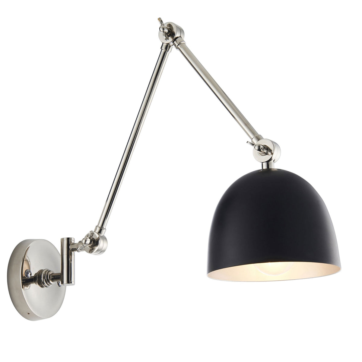 Lehal Swing Arm Wall Light in Polished Nickel & Matt Black