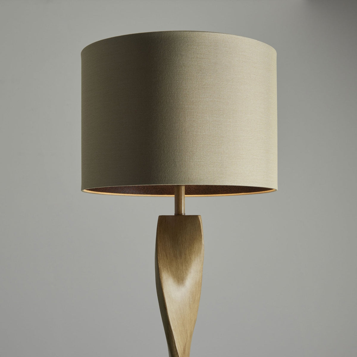 Abia Floor Lamp with Oak Effect Resin Base and Natural Linen Shade