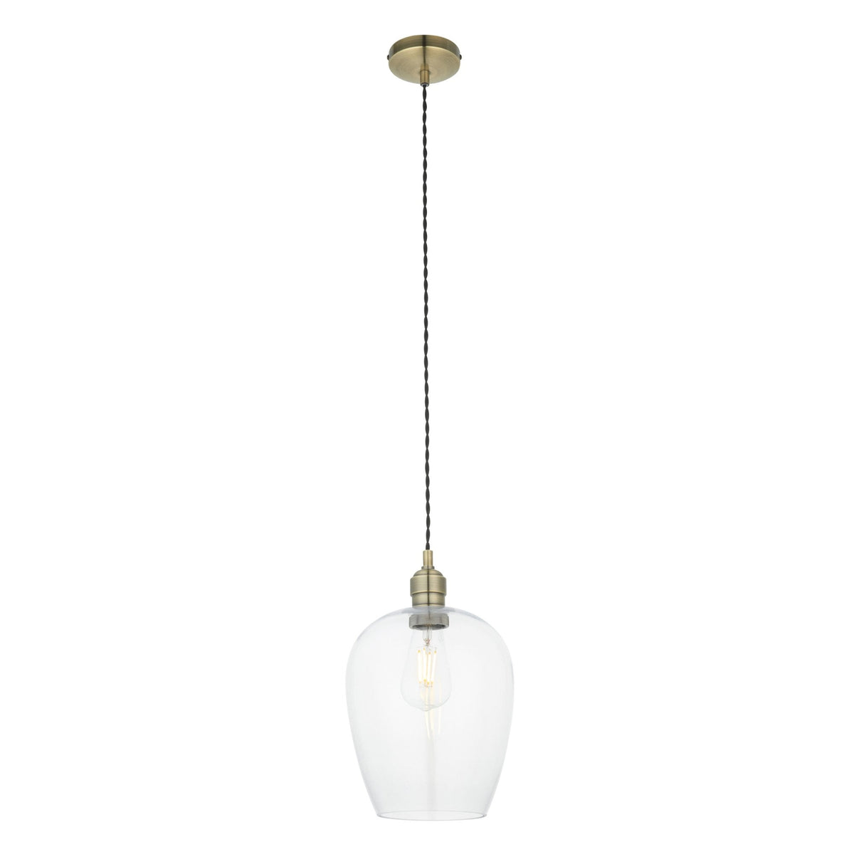 Hoburne Pendant in Antique Brass with Clear Glass