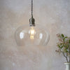 Hoburne Medium Pendant in Antique Brass with Clear Glass