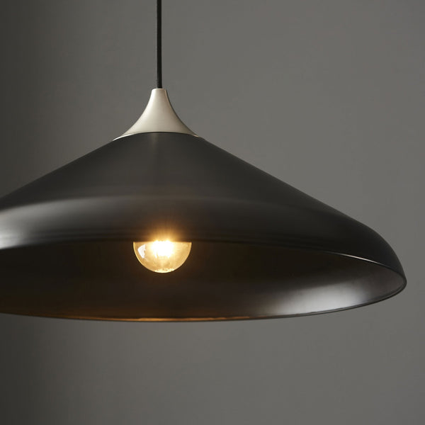 Glo Coned Pendant in Matt Black and Matt Nickel