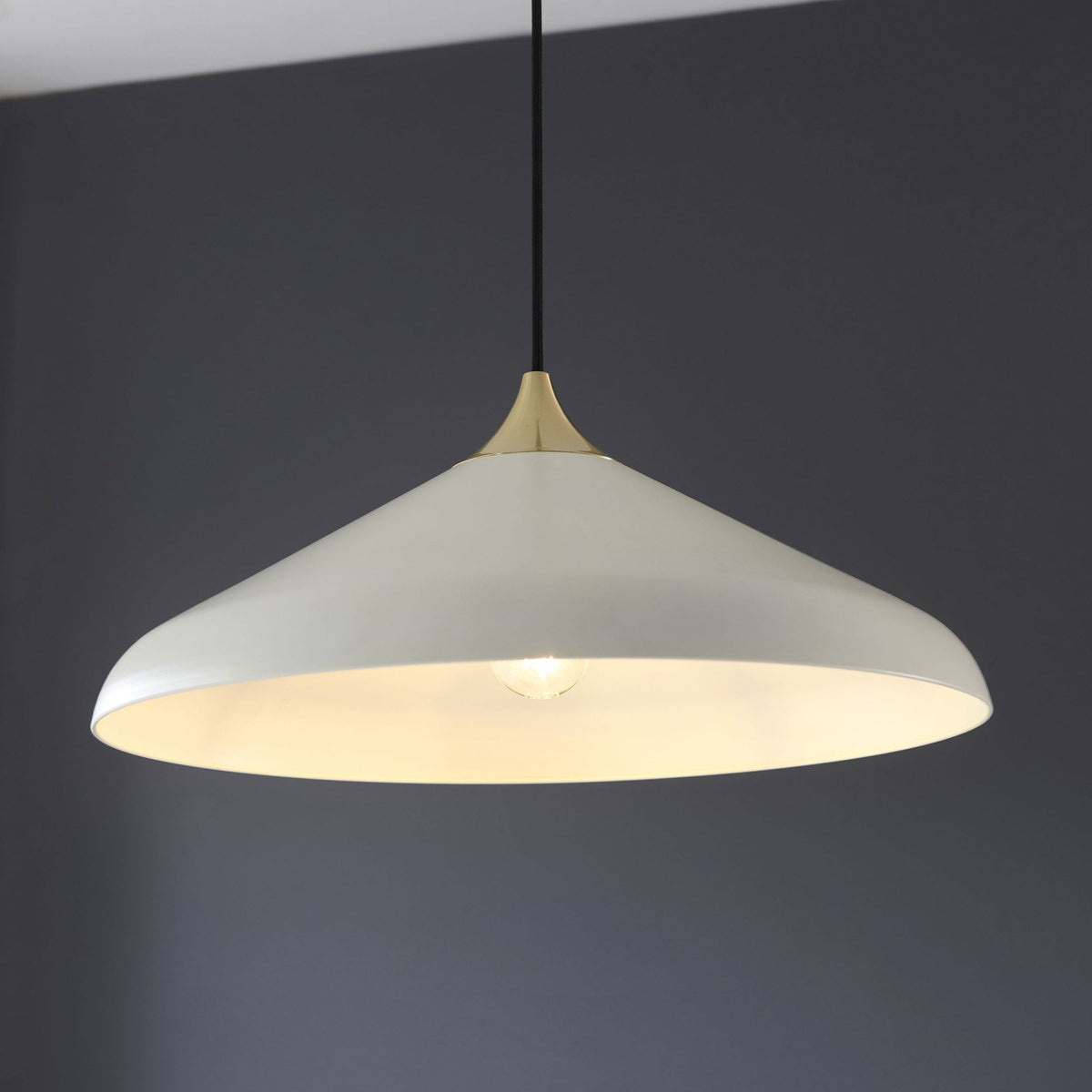 Glo Coned Pendant in Warm White and Brushed Brass
