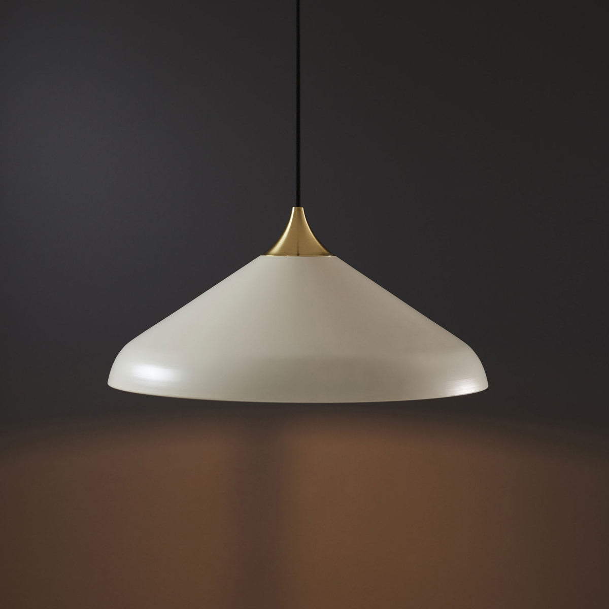 Glo Coned Pendant in Warm White and Brushed Brass