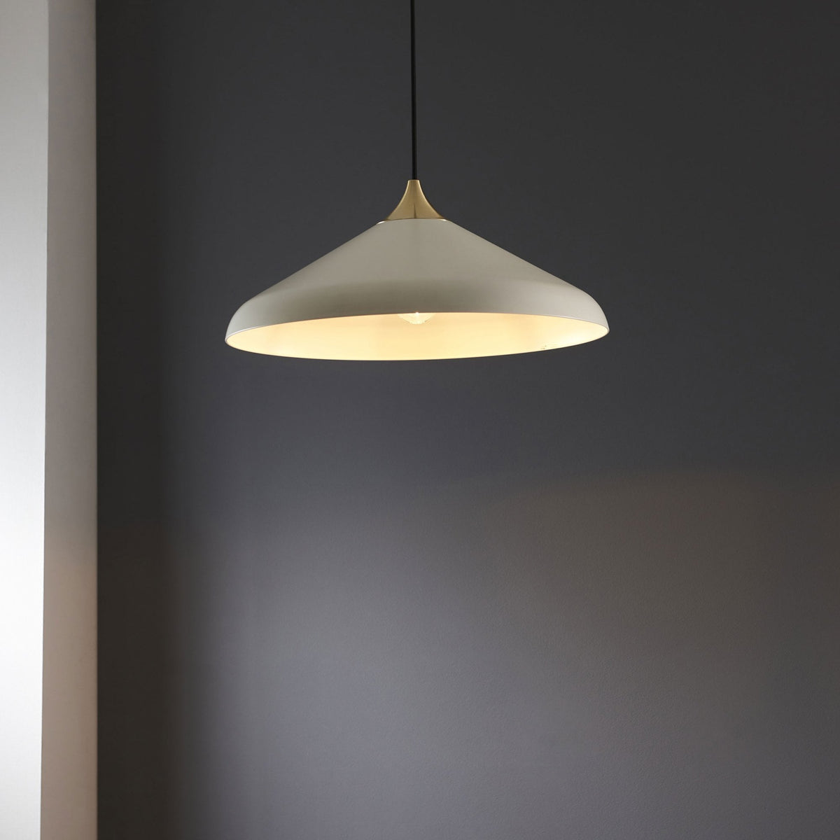 Glo Coned Pendant in Warm White and Brushed Brass