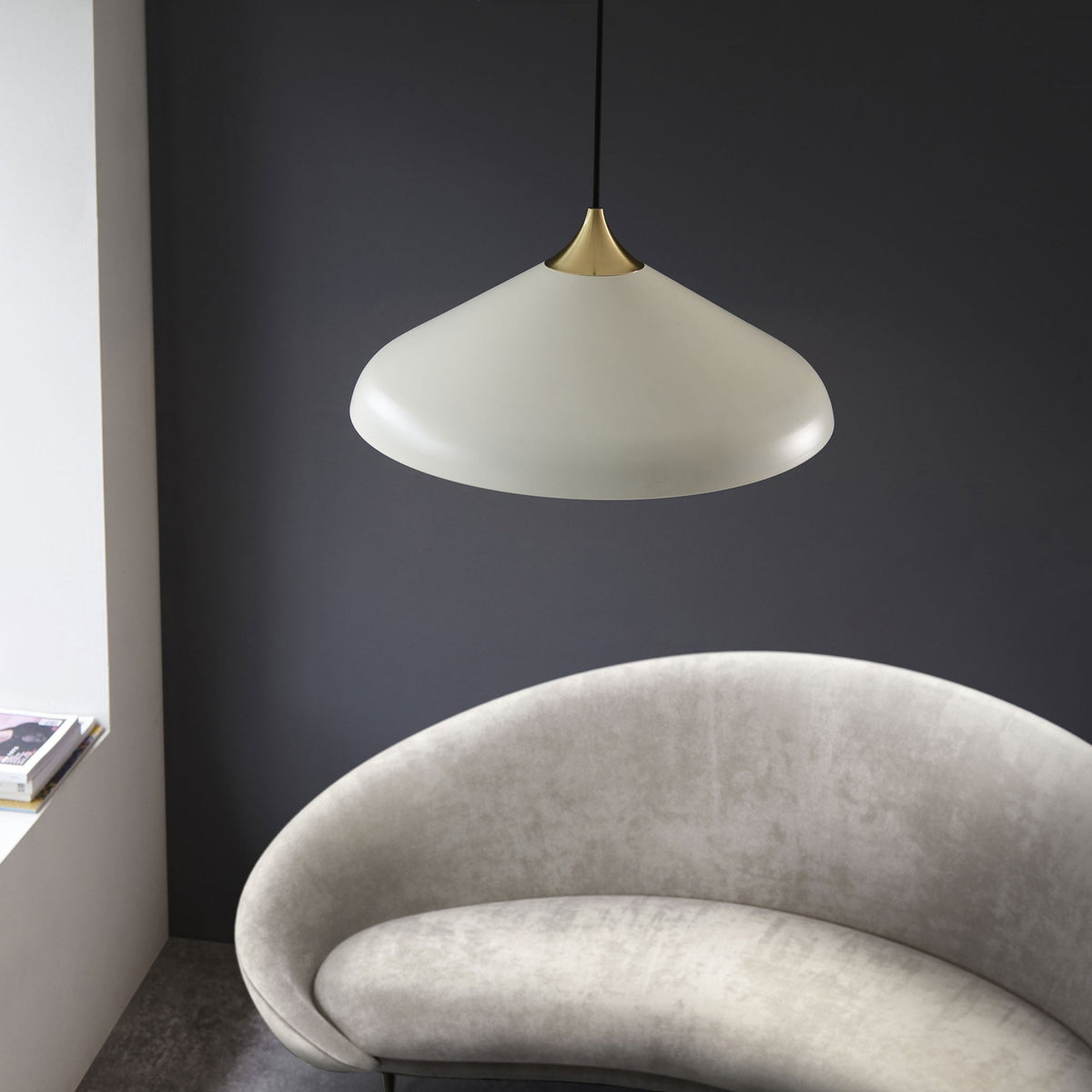 Glo Coned Pendant in Warm White and Brushed Brass